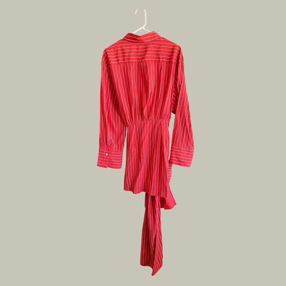 Bardot Red White Striped Front Tie Mini Shirt Dress Urban Outfitters Small - Picture 3 of 5